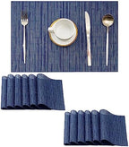 Leetaltree Blue Placemats Set of 12 - Heat Resistant Non-Slip Place mats for Dining Table, Washable Durable PVC Vinyl Woven Table Mats（Blue, 12） by Leetaltree-ArtatEveryTable