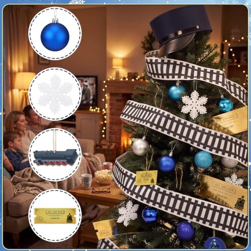RattanView 99 Pcs Christmas Express Train Theme Tree Decoration Railroad - Image 5