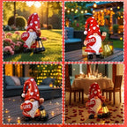 Retisee Solar Valentine's Day Garden Statue Resin Gnome Statue with Hearts LED Lights Outdoor Love Solar Light Figurine Decoration for Yard Patio Lawn Gift for Valentine's Day Anniversary - Image 5
