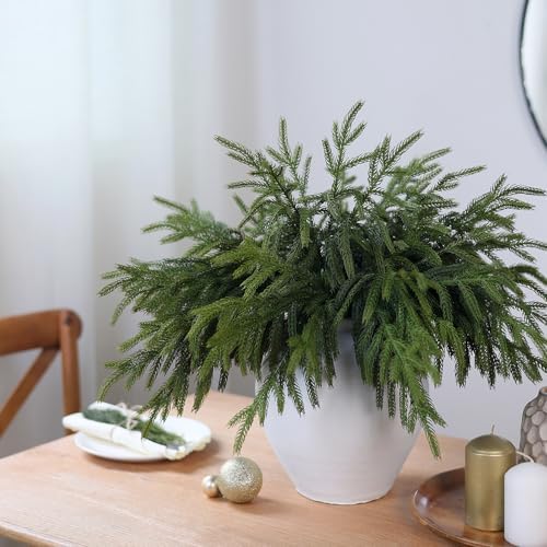 32Pcs 18"Lifelike Touch Artificial Christmas Norfolk Pine Branches for Vase - Image 3