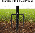 Black Flag Poles for Outside - 8.5FT Metal Outdoor Yard Flag Pole Holder with 2 Prongs Base - 3x5FT American Flag with Pole - Image 2