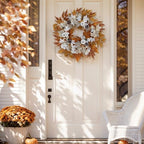 Fall Wreaths for Front Door Outside Autumn Wreath with Lights Berries Pine Cones Fall Decorations for Home Decor Pumpkin Wreath for Farmhouse Holiday Thanksgiving Harvest Halloween Outdoor - Image 5