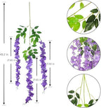 48pcs Artificial Wisteria Flowers 3.6 Feet/Piece Purple Dense Artificial Fake Wisteria Vine Ratta Hanging Garland Silk Flowers String Home Party Wedding Decor（Purple-Dense） - Image 5
