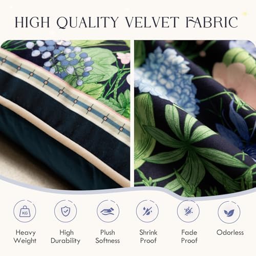 Vintage Navy Blue Floral Pillow Cover 18x18, Hydrangea - Image 3