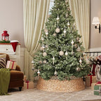 ELYKEN 42 Inch Woven Rattan Christmas Tree Collar, Stylish Seagrass & Water Hyacinth Xmas Tree Skirt for Artificial Trees, Wicker Tree Base Cover with Cord Cut-Out Farmhouse Tree Ring for Home Decor - Image 2