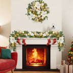 Garvee 6 Feet Christmas Garland with Lights & Magnolia for Mantle - Image 6