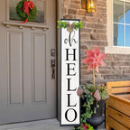 Oh Hello Porch Welcome Sign for Front Door Decor, 45"X9", Black by Unknown