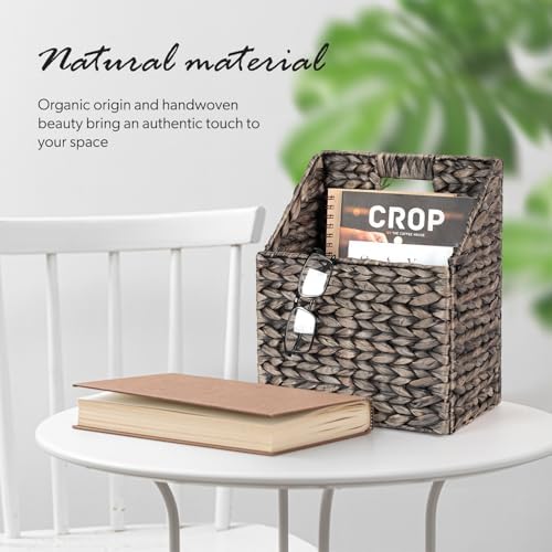 Wicker Hanging Storage Basket (10,5"Lx6,5"Wx13"H), Set of 2 Wall Baskets, Water Hyacinth Baskets, Wall Decor Hyacinth Basket Hanging for Organizing Files, Mails, Books (Espresso Color) - Image 7