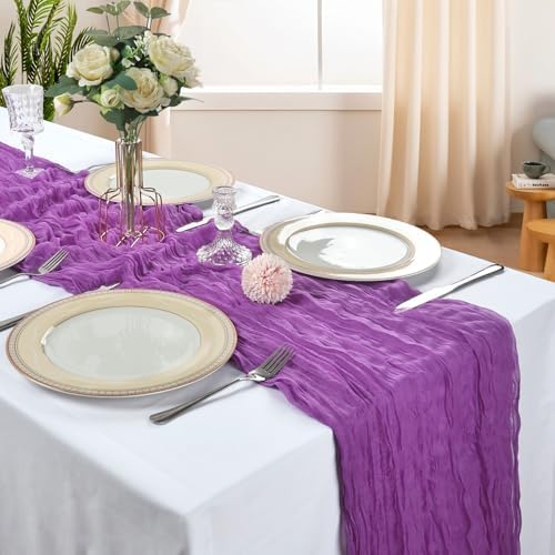 12 Pack 10Ft Purple Cheesecloth Table Runner 23 x 120 Inch - Image 2