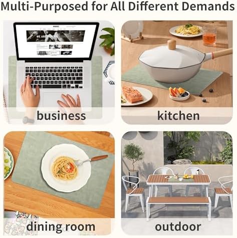 Maxpearl Faux Leather Placemats Set of 8, Easy to Clean, Light Green - Image 4