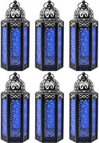 Vela Lanterns Decorative Indoor Moroccan Candle Holder, Cobalt, M, 6-Pack by VelaCandleLanterns