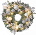 Valery Madelyn 20" Pre-Lit Christmas Wreath for Front Door Silvery White by ValeryMadelyn