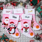 Personalized Christmas Stockings with Embroidered Name & Monogram,Custom Embroidered Pink Christmas Stocking,Santa,Snowman & Reindeer Stocking for Family & Fireplace Holiday Decor(5 Pack) - Image 6