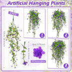 Hotop 6 Pcs Artificial Hanging Plants Ivy Vine with Flowers, Purple - Image 2