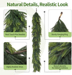 Christmas Decorations – 6FT Artificial Norfolk Pine Greenery Garland, Real Touch Christmas Garland for Mantel, Staircase, Fireplace, Front Door, Indoor & Outdoor Holiday Decor (1, 6FT) - Image 5