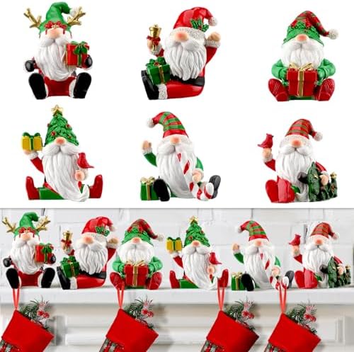 Wonderjune 6 Pcs Christmas Stocking Holders for Mantle, Santa Claus by Wonderjune