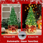Glass Christmas Trees for Tabletop, Rotating Mercury Glass Christmas Tree Decoration, Sparkling Small Xmas Tree with Lights, Battery Operated Xmas Trees with Timer (Green) - Image 2