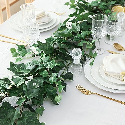 mizii 5 Pack 395" Artificial Vines Ivy Garland Fake Vine Realistic Silk Green Leaves Faux Hanging Plants Greenery Decoration for Outdoors Wedding Arch Party Indoor Mantle Bedroom Home Decor - Image 4