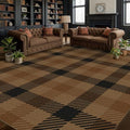 JTJ Easy Jute 8x10 Outdoor Rug, Brown Checkered Farmhouse, Washable by JTJ