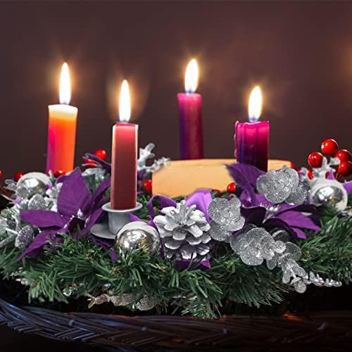 Purple Ribbon Christmas Advent Wreath 13inch, Purple Advent Candle Holder,advence Wreaths Table Centerpiece Decor,Church Advent Wreath Candle Holder, Advenct Calendar Season Decorations - Image 2