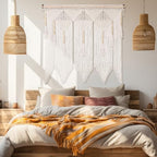 Buryeah 43 x 39 Inch Large Macrame Wall Hanging Boho Tapestry Macrame Wall Decor Cotton Tassel Macrame Curtain Beige Stylish Bohemian Wall Art for Home Living Room Bedroom Dorm Wedding - Image 6