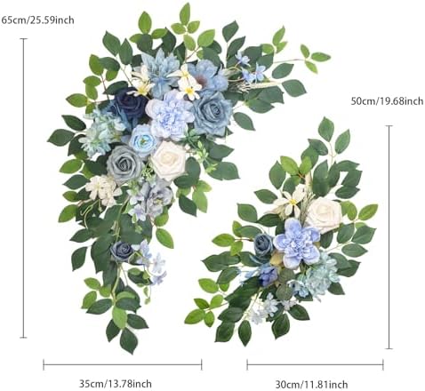 Pack of 2 Artificial Flowers for Backdrop Decoration, Wedding Arch Flowers,Reception Welcome Sign, Eucalyptus Garland, Suited to Aisle Decor and Wedding Arches(Blue) - Image 5