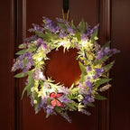 20" Lavender Wreath with LED Lights & Butterflies, Front Door Decor - Image 5