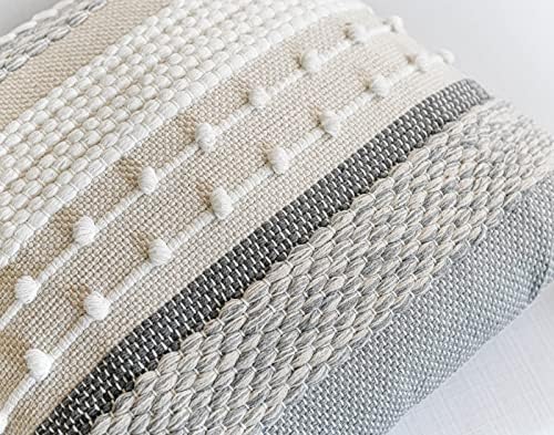 BlissBlush Gray Boho Throw Pillow Cover 18x18 Grey Decorative Accent Pillow for Couch Square Woven Textured Pillowcase Modern Farmhouse Pillow for Bed Bohemian Pillow Cover (Pack of 1) - Image 4