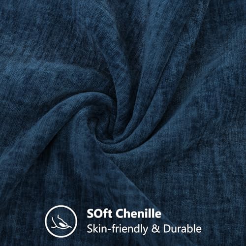 decorUhome Soft Chenille Navy Blue Throw Pillow Covers 24X24 Set of 2 - Image 5
