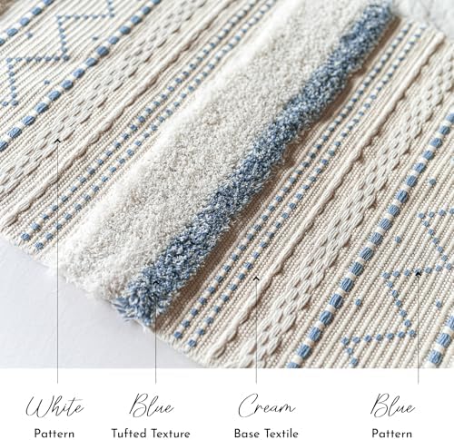 BlissBlush Long Vertical Wall Hanging Tapestry Coastal Blue Woven Boho Farmhouse Décor Tassel Handmade Wall Art Decoration for Bedroom Living Room Dorm Nursery Apartment, 16x39 INCH - Image 5