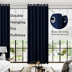 KOUFALL Extra Long 120 Inch 10 FT Curtains 10FT Foot Blackout with Grommets Thermal Insulated Black Out XL Curtains for Living Room 2 Panels Set, Navy Blue - Image 2