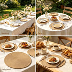 Round Placemats Set of 10, Cotton Woven Tablemats, Hot Pads for Kitchen, Jute Rattan Charger Plates for Dinner, Non Slip Heat Resistant Place Mats, 13.5'' Braided Placemat for Decor (Brown Jute) - Image 7