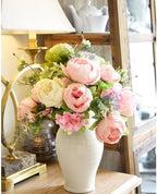 FiveSeasonStuff Artificial Peony Bouquet, Pink, Beige & Green Silk Flowers for Wedding Centerpieces, Bridal Bouquets & Home Decor – Spring Waltz - Image 2