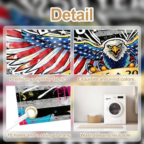 16x7FT 250 Years of Freedom Garage Door Banner, Amer-ica Eagle Patriotic Design 1776–2026, Extra Large Outdoor Garage Door Cover for Independence Day Decor - Image 4