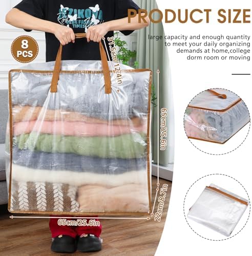 8 Pcs Clear Wreath Storage Bags 26 Inch Garland Container Door Garland Holiday Wreath Storage Holder with Handle and Zipper Heavy Duty Plastic Packing Totes(Camel) - Image 2