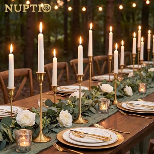 NUPTIO Gold Candlestick Holders for Table: Set of 15 Taper Candleholder - Image 3