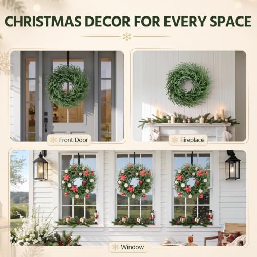 Yaheetech 26" Norfolk Pine Wreath Real Touch Xmas Wreath for Front Door - Image 6