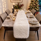 Faux Fur Table Runner 12x72 Inch White Christmas Table Decor by Frimievy