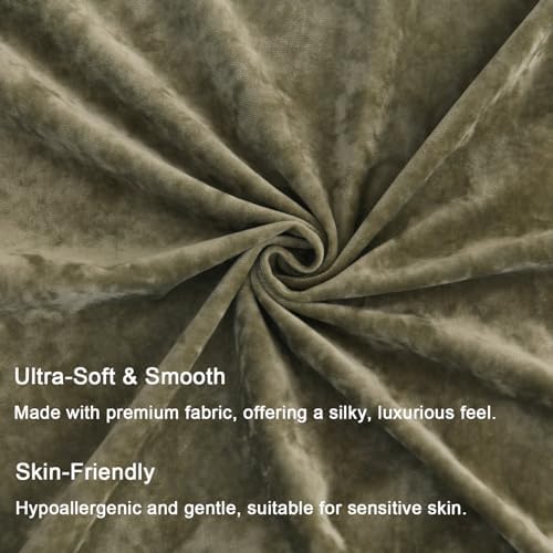 Greek Velvet Euro Sham Covers Set of 2 26x26 Luxury Soft Solid Pillow Covers for Living Room Bedroom Yard,Army Green - Image 3