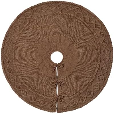 48 inch Christmas Tree Skirt: Diamond Edge Knit Tree Skirt for 7.5ft Tree, Western Brown Tree Skirt, Vintage Tree Skirts, Rustic Farmhouse Christmas Decorations - Image 6