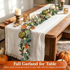 6FT Lighted Handcrafted Fall Garland, 30 LED Lights & 8-Mode Auto Timer - Image 6