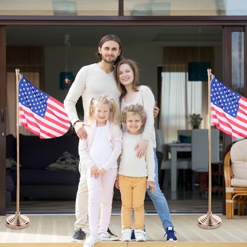 Leinuosen 6 Pcs Flag Holder Stand FlagPole Stand Flag Pole Base for Indoor Outdoor 1.3/1.1 Inch Diameter Flagpole Garden House Classroom Churches Meeting Party Flags Banner (Gold) - Image 6