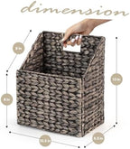 Wicker Hanging Storage Basket (10,5"Lx6,5"Wx13"H), Set of 2 Wall Baskets, Water Hyacinth Baskets, Wall Decor Hyacinth Basket Hanging for Organizing Files, Mails, Books (Espresso Color) - Image 3
