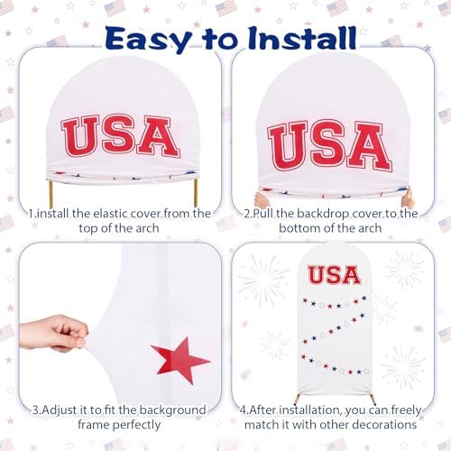 3 Pcs Patriotic Arch Cover Spandex Fitted 4ft 5ft 6ft,USA - Image 3