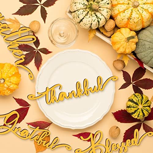 Jetec 40 Pieces Thanksgiving Decor Thankful Grateful Blessed, Gold - Image 4