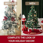 CROWNED BEAUTY 50 Inch Red Velvet Christmas Tree Skirt, Tree Embroidery - Image 6