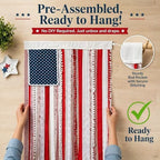 Lighted Rag American Flag Banner 4 x 2.3 Ft, Rag American Flag Banner for Home Party Supplies, Patriotic Wall Hanging for Memorial Day, Independence Day Party, Farmhouse Home Decor (Style2) - Image 5