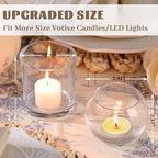 Volens 30pcs Assorted Clear Votive Candle Holders Bulk, Large Glass Votives - Image 3