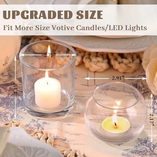 Volens 30pcs Assorted Clear Votive Candle Holders Bulk, Large Glass Votives - Image 3