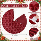 Civaner 48in Burgundy Bow Christmas Tree Skirt Faux Fur - Image 3